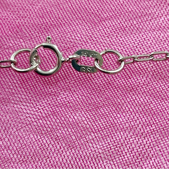 10K White Gold Heart Pendant Baguette & Round Accents 14K White Gold Chain 16” - Picture 6 of 16